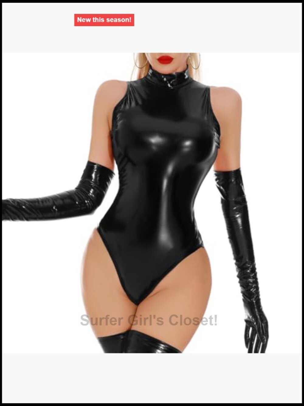 Latex Bodysuit PU Leather Lingerie Set Wet Look Catsuit Bodysuit - Picture 5 of 7